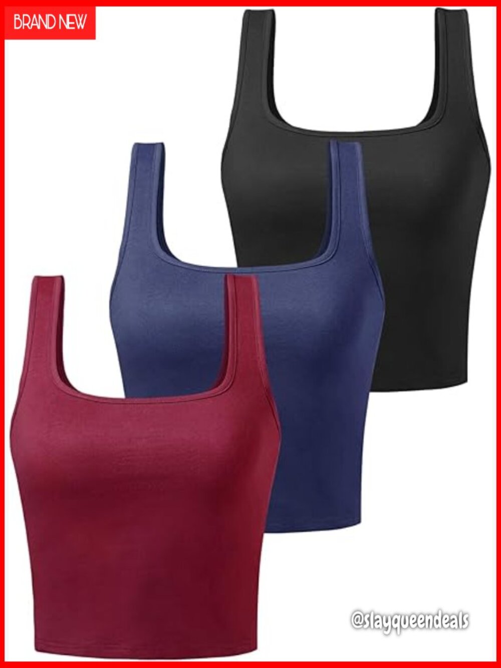 3 Pack Cotton Spandex Crop Tank Tops Racerback Workout Yoga Shirts